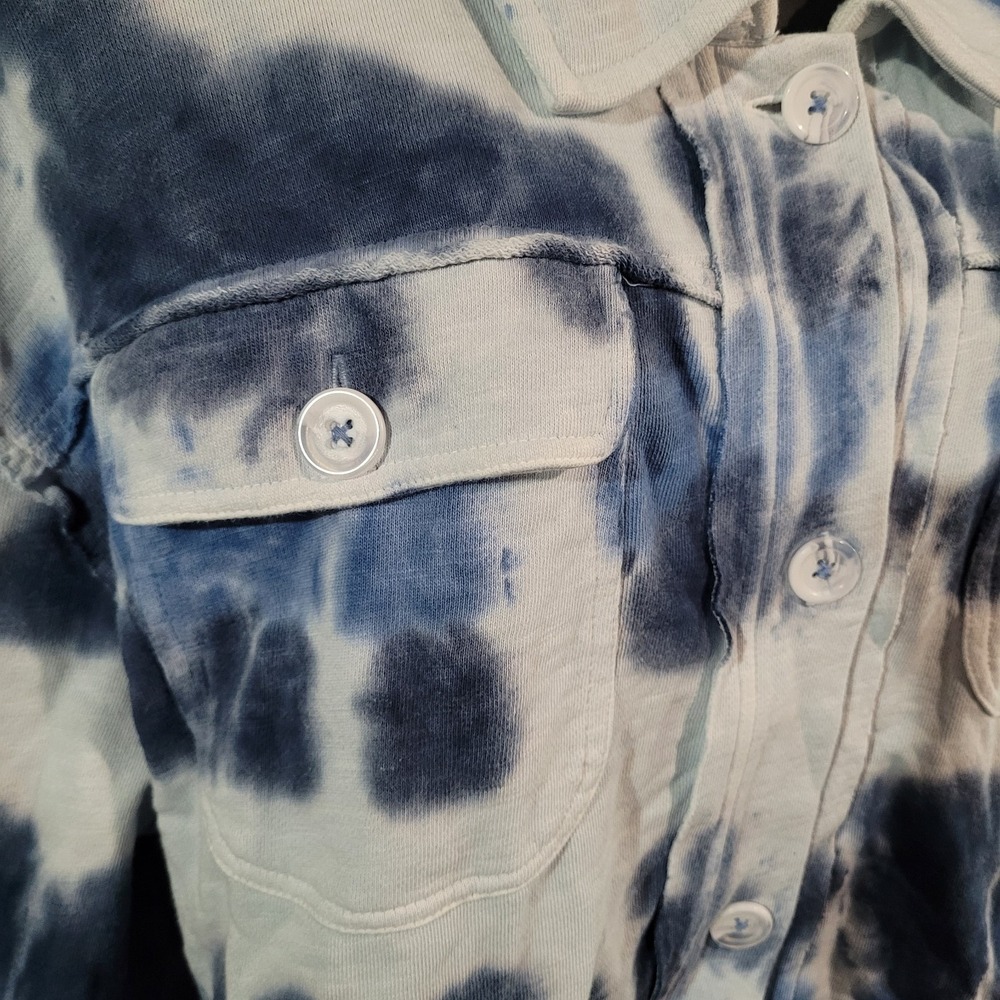 APNY Cropped Tie-Dye Jacket Sz XL White/Indigo 100% Cotton Hippie Festival READ - Picture 4 of 10